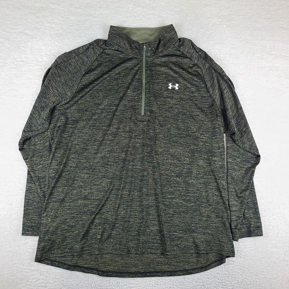 Under Armour Sweater Mens 4XL Olive Green Heathered Loose Performance Tech Golf